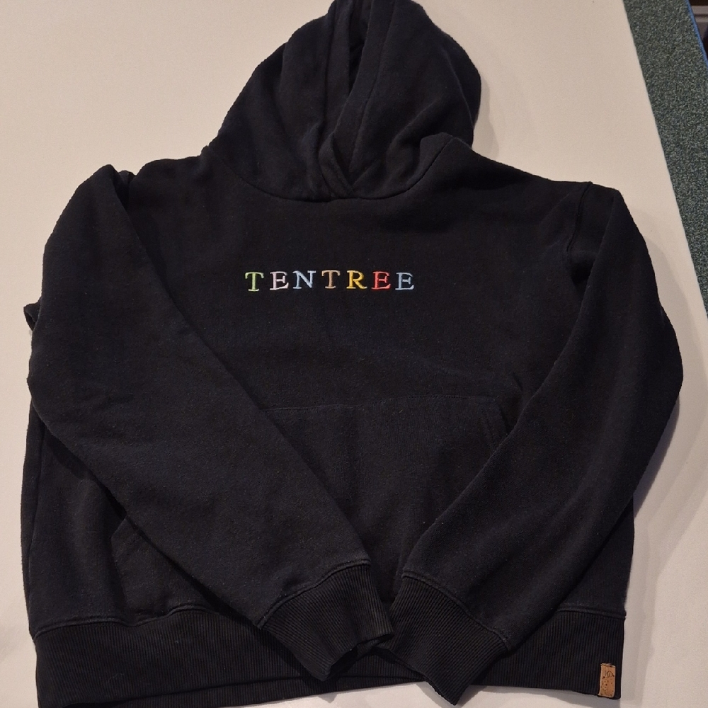 Ladies (NO SIZE TAG) tentree Black Hoodie with Multicolor Logo